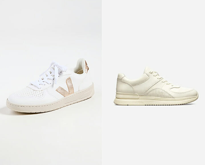 Veja and Everlane white sneakers